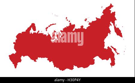 Map of Russia in red silhouette over a white background Stock Vector