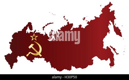 Map of Russia in flag silhouette over a white background Stock Vector