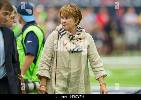 Tennessee Titans owner Amy Adams Strunk watches as players warm up before  an NFL football game between the Titans and the San Francisco 49ers  Thursday, Dec. 23, 2021, in Nashville, Tenn. (AP