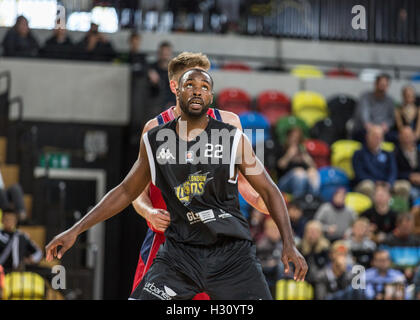 London, UK 2nd October, 2016. London Lions vs Bristol Flyers at the Copper Box Arena in the Olympic Park, London. London Lions no 22 Rashad Hassan. London Lions win 86-66. Copyright Carol Moir/Alamy Live News. Stock Photo