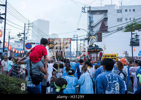 2nd October, 2016. Dokan Matsuri Festival is held, Isehara, Kanagawa, Japan. This festival comes from Dokan Ota ( 1432 - 1486) . He is famous for his  contribution for construction of Edo Castle.  He was assassinated the place now Isehara City. Many people enjoy festival. This day is the most crowded day for Isehara City. World Discovery/Alamy Live News Stock Photo