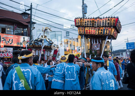 2nd October, 2016. Dokan Matsuri Festival is held, Isehara, Kanagawa, Japan. This festival comes from Dokan Ota ( 1432 - 1486) . He is famous for his  contribution for construction of Edo Castle.  He was assassinated the place now Isehara City. Many people enjoy festival. This day is the most crowded day for Isehara City. World Discovery/Alamy Live News Stock Photo