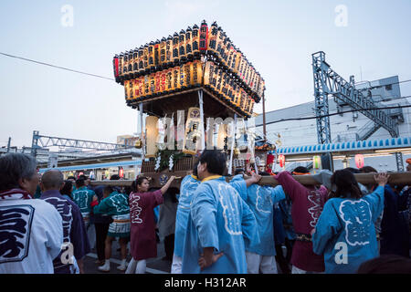 2nd October, 2016. Dokan Matsuri Festival is held, Isehara, Kanagawa, Japan. This festival comes from Dokan Ota ( 1432 - 1486) . He is famous for his  contribution for construction of Edo Castle.  He was assassinated the place now Isehara City. Many people enjoy festival. This day is the most crowded day for Isehara City. World Discovery/Alamy Live News Stock Photo