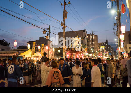 2nd October, 2016. Dokan Matsuri Festival is held, Isehara, Kanagawa, Japan. This festival comes from Dokan Ota ( 1432 - 1486) . He is famous for his  contribution for construction of Edo Castle.  He was assassinated the place now Isehara City. Many people enjoy festival. This day is the most crowded day for Isehara City. World Discovery/Alamy Live News Stock Photo