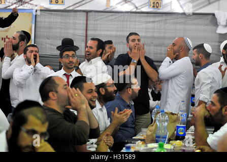 CHERKASSY REGION, UKRAINE - OCTOBER 2, 2016: Hasidic Jews celebrating