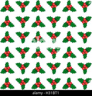 Vector cute Christmas and New year seamless mistletoe pattern card background Stock Vector