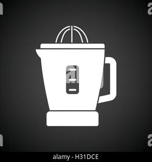 Citrus juicer machine icon. Black background with white. Vector illustration. Stock Vector