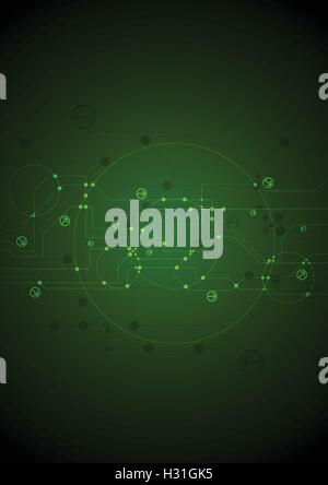 Illustration of circuit board, with green background vector Stock ...