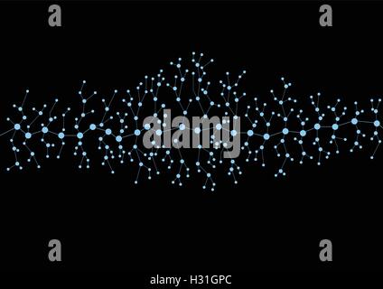 DNA tech concept drawing dark blue molecule abstract design. Vector medical background Stock Vector