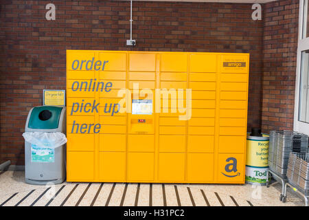 Amazon order online pick up lockers in a Morrisons store Stock Photo