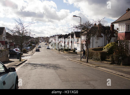 Empty street in residental area on Hendon Stock Photo