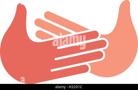 Isolated abstract clapping hands logo set. Give five logotype collection. Shaking hands sign. Greeting symbol. Positive friendly congratulating gesture icon. Teamwork element. Vector illustration. Stock Vector