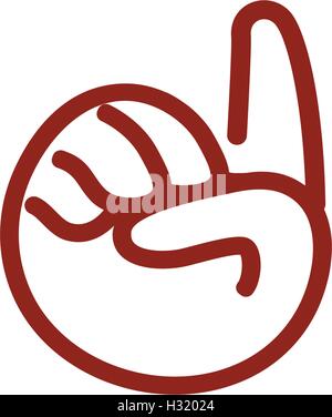 Isolated abstract brown color pointing forefinger contour logo. Human hand logotype. Gesture language sign. Cursor symbol. Computer element. Attention icon. Vector illustration. Stock Vector