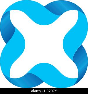 Isolated blue color outlined cross icon. Vector  illustration. Multiplication sign. Wavy lines element. Alphabetic letter x . Stock Vector