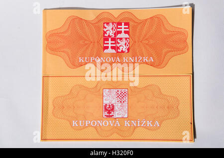 Privatization voucher, book, Czechoslovakia Stock Photo