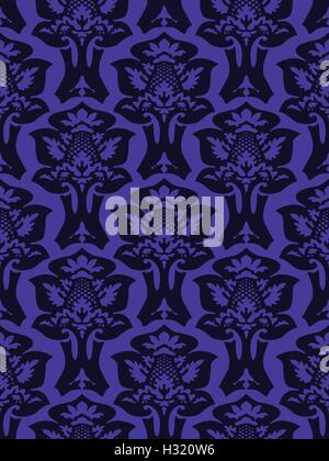 Vector colorful damask seamless floral pattern background. Color trend blue iris. Elegant luxury texture for wallpapers, backgro Stock Vector