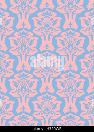 Vector colorful damask seamless floral pattern background. Color trend pink and blue light. Elegant luxury texture for wallpaper Stock Vector