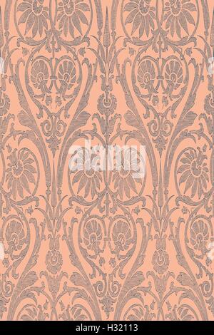 Hand drawn seamless striped damask background vector for invitations, greeting cards, web page, pattern fills, or textile. Coral Stock Vector