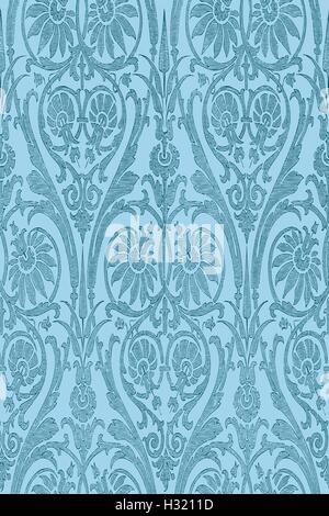 Hand drawn seamless striped damask background vector for invitations, greeting cards, web page, pattern fills, or textile. Blue  Stock Vector