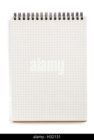 checked notebook isolated on white background Stock Photo
