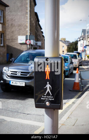 Pedestrian cross light on red UK Stock Photo