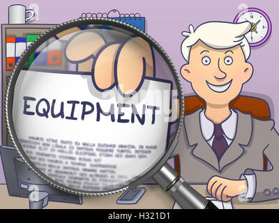 Equipment through Magnifier. Doodle Concept. Stock Photo