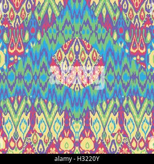 Patchwork ethnic bohemian arabesque pattern print. Seamless zigzag geometric ornament abstract background. Colorful tribal graph Stock Vector