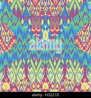 Patchwork ethnic bohemian arabesque pattern print. Seamless zigzag geometric ornament abstract background. Colorful tribal graph Stock Vector