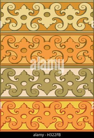 Set of decorative borders vintage style gold Stock Vector