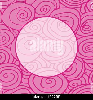 Wave hand-drawn pattern, waves frame circle abstract background curled pattern Stock Vector