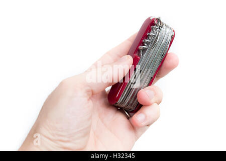 hand swiss army knife Stock Photo