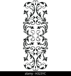 Vector vertical border curled floral element on white background for design Stock Vector