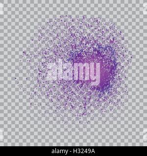 Colorful explosion of paint splatter. Isolated on transparent gray background. Colored glitter and sprinkles. Grainy abstract ho Stock Vector