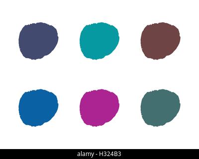Colorful dark round paint stains, set isolated illustration background vector Stock Vector