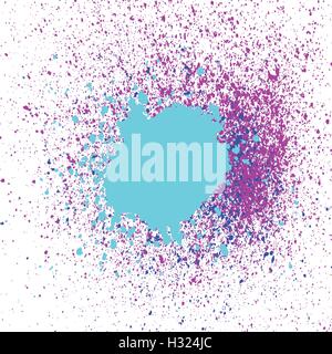 Colorful acrylic paint splatter, blob on white background. Neon spray stains abstract background, vector illustration. Stock Vector