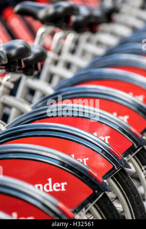 Santander Cycle Hire Boris Bikes in Westminster, London, England, UK Stock Photo