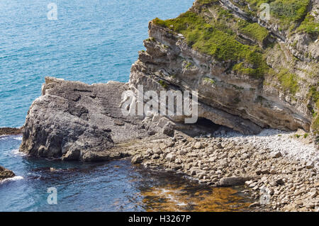 Rock formations along the Jurassic Coast World Heritage Site near Lulworth in Dorset England United Kingdom UK Stock Photo