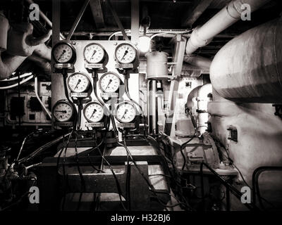 Pressure Valves on HMS Belfast Stock Photo