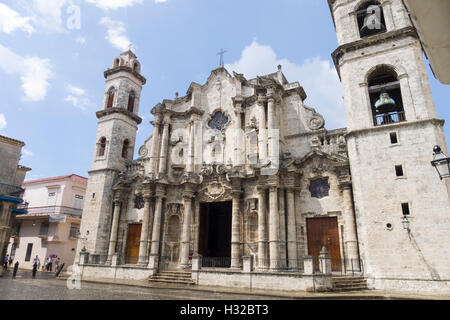 The historic Cathedral of the Virgin Mary of the Immaculate Conception built in 1777 in Cathedral square, Havana Cuba Stock Photo