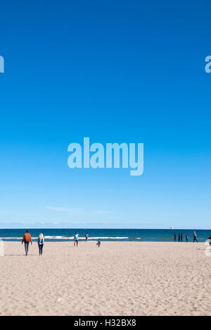 People enjoying a late summer day at the beach in Toronto Ontario Canada Stock Photo