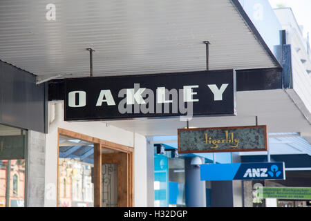 Parade of shops in Manly Beach Sydney including Oakley and Tigerlily, Australia Stock Photo