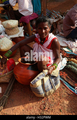 Tribal Women in Tribal Market, Jagdalpur, Bastar District, Chattisgadh, India Stock Photo
