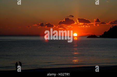 Sunset over the sea in Oludeniz, Turkey Stock Photo