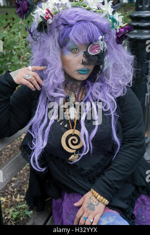 Posed portrait at the annual Pagan Pride festival in Washington Square Park in Greenwich Village, New York City. Stock Photo