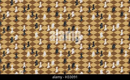 Classical chessboard with chess figures, seamless pattern Stock Vector