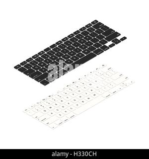 Black and white laptop keyboards in isometric view Stock Vector