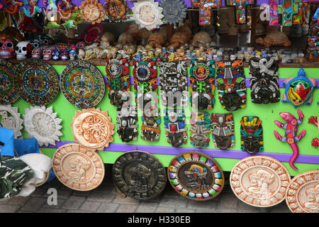 Cruise ship passengers shopping at gift and souvenir shop at the dock in the port of Cozumel Mexico Stock Photo