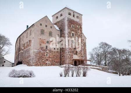 Turku, Finland - January 17, 2016: Turku Castle, the largest surviving medieval building in Finland, it was founded in 13th cent Stock Photo