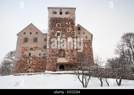 Turku, Finland - January 17, 2016: Facade of Turku Castle. It is the largest surviving medieval building in Finland, it was foun Stock Photo