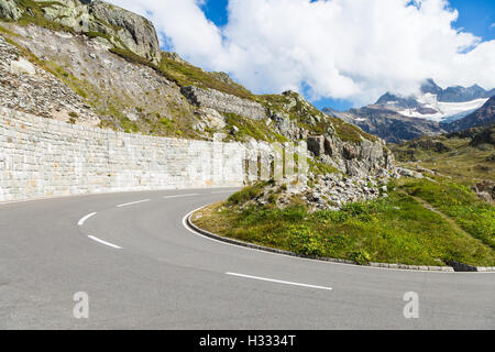The road leading to the Susten pass that links Canton Bern and Uri in the alps in Switzerland Stock Photo